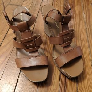 Franco Sarto womans wedge sandal brown leather